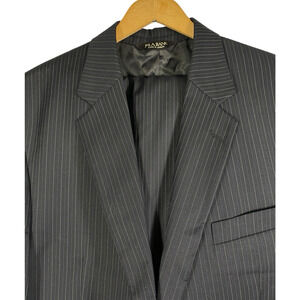 Jos A Bank Suit 44R 44 Regular Black Stripe Pinstripe 2B Executive Suit Corpcore